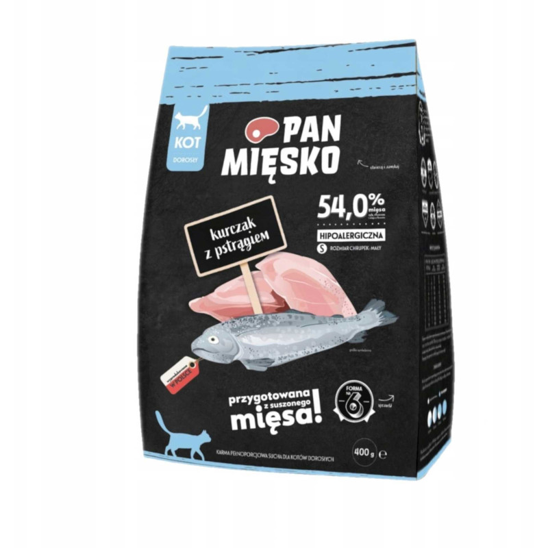 PAN MIĘSKO Pan Mięsko Chicken with trout dry cat food crunchy S
