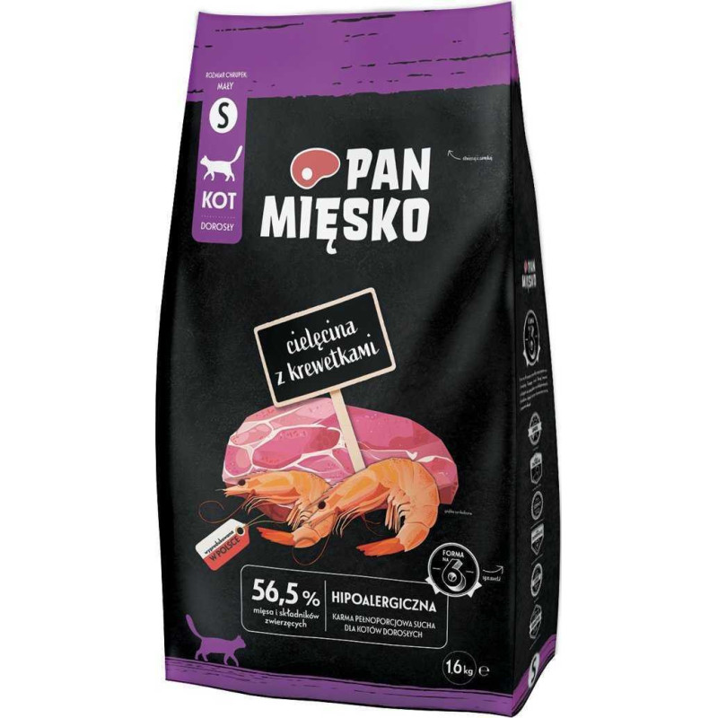 PAN MIĘSKO Pan Mięsko Veal with shrimps dry cat food crispy