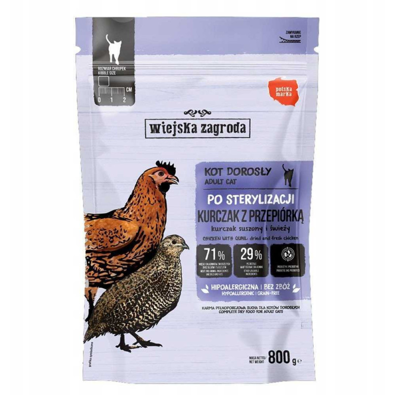 wiejska zagroda WIEJSKA ZAGRODA Sterilised Chicken with quail - dry cat food