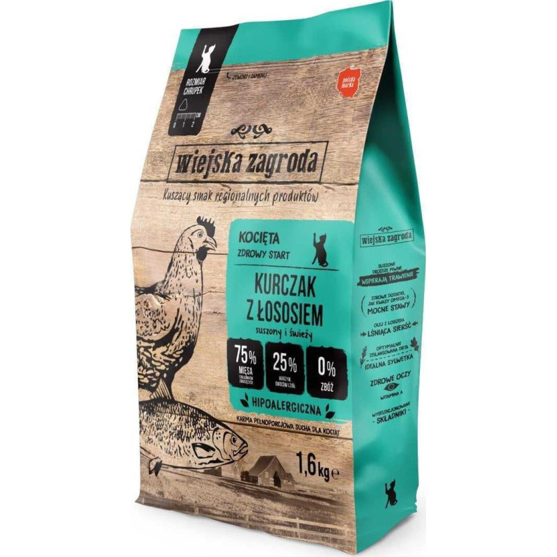 wiejska zagroda Wiejska Zagroda Chicken with salmon dry cat food 1.6kg