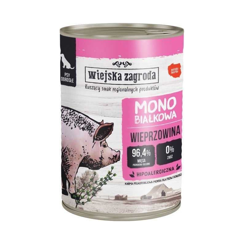 wiejska zagroda WIEJSKA ZAGRODA Mono-protein Pork - wet dog food - 400g