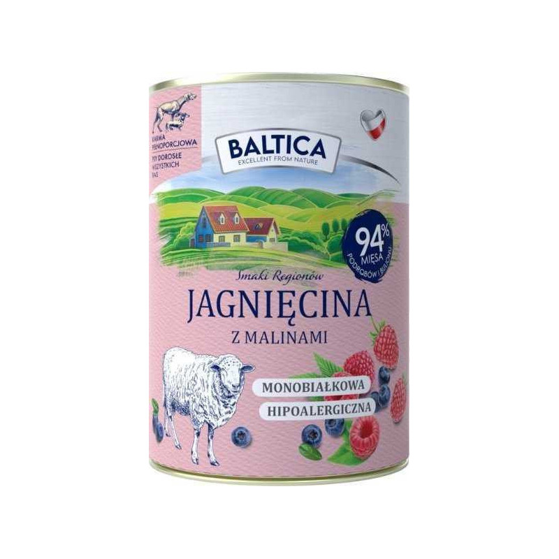 BALTICA Smaki regionów Lamb with raspberries - wet dog food -