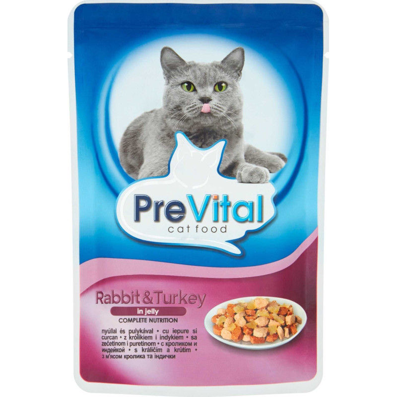 PREVITAL PREVITAL Turkey and rabbit in jelly - wet cat food - 100g