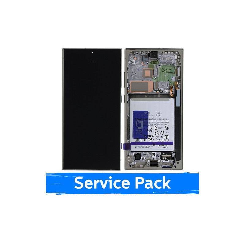Screen for Samsung S928 S24 Ultra with frame / Titanium Gray / (Service Pack) +INCLUDING BATTERY