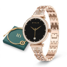 Stelio STSWL102GD LUSSO GEM AI Womens Smartwatch + YES Bracelet, Gold