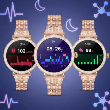 Stelio STSWL102GD LUSSO GEM AI Womens Smartwatch + YES Bracelet, Gold