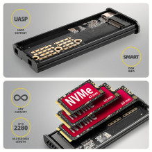 SSD ACC ENCLOSURE M.2 NVME / SATA USB-C EEM2-SD2B AXAGON
