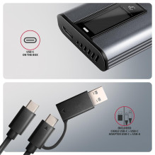 SSD ACC ENCLOSURE M.2 NVME / SATA USB3.2 EEM2-SD2 AXAGON