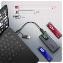 SSD ACC ENCLOSURE M.2 NVME / SATA USB3.2 EEM2-SD2 AXAGON