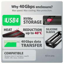 SSD ACC ENCLOSURE M.2 NVME / USB-C EEM2-40G AXAGON