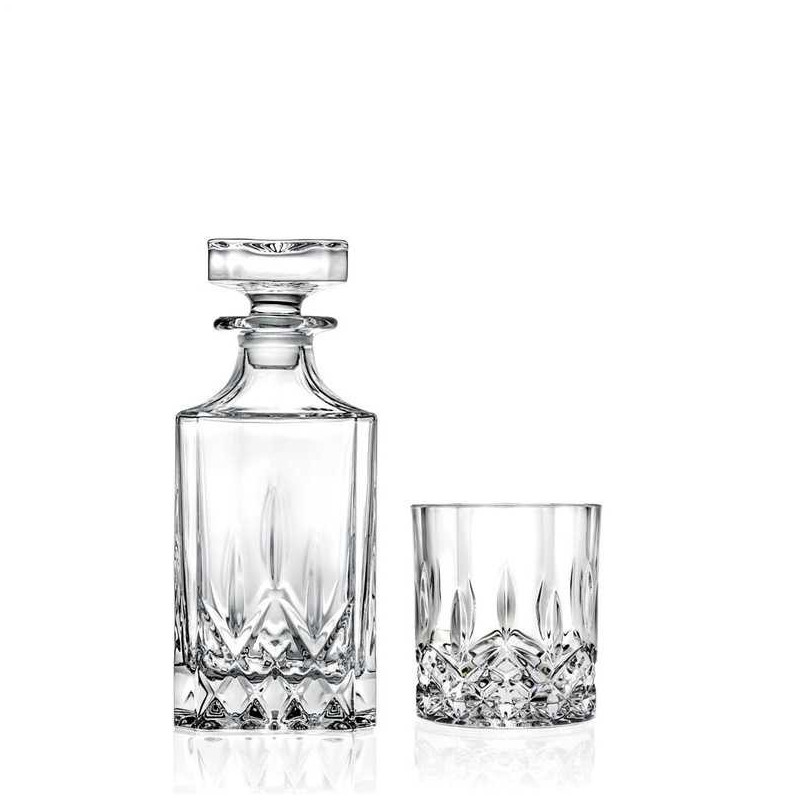 RCR WHISKEY GLASSES AND GARAFE SET 6 PCS. OP