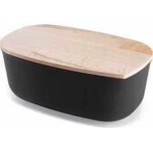 Practic Bread box Practic Bread box with a beech board, black