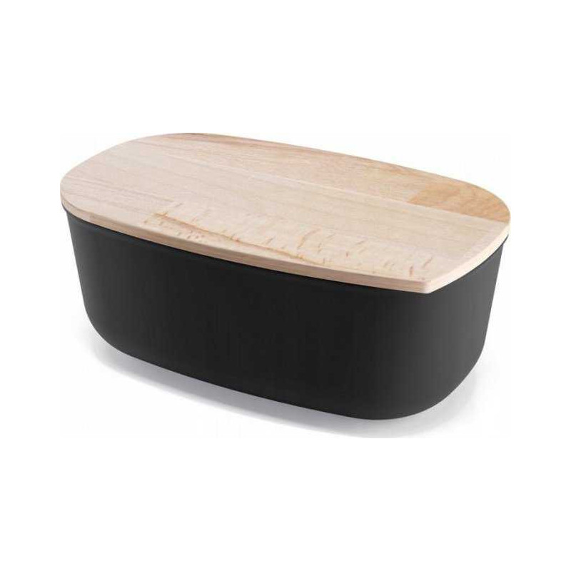 Practic Bread box Practic Bread box with a beech board, black