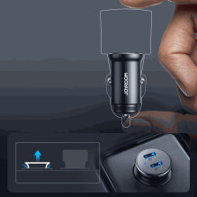„Joyroom JR-CCN06“ 30 W 2 x USB-C mini automobilio įkroviklis, metalinis, juodas „Joyroom JR-CCN06“ 30 W 2 x USB-C mini automobilio įkroviklis, metalinis, juodas
