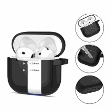 Tech-Protect Silikoninis kabliuko formos „Airpods 4“ dėklas, juodas