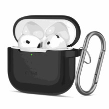 Tech-Protect Silikoninis kabliuko formos „Airpods 4“ dėklas, juodas