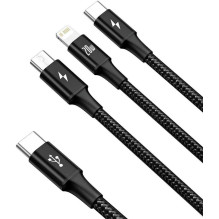 Baseus CAMLT-SC01 USB C tipo į USB-C / Lightning / micro USB 1.5m juodas Baseus CAMLT-SC01 USB C tipo į USB-C / Lightning / micro USB 1.5m juodas