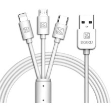 iKaku KSC-078 3in1 USB-A to Type-C / Lightning / Micro USB 1m White
