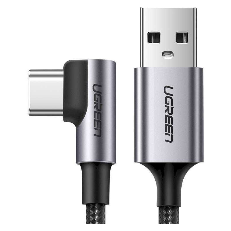 Ugreen USB į USB C tipo kampinis kabelis 3A 2m pilkas