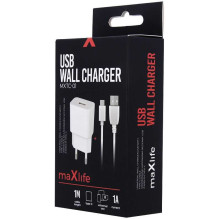 „maXlife MXTC-01“ 1 x USB 1A, baltas + USB-C „maXlife MXTC-01“ 1 x USB 1A, baltas + USB-C