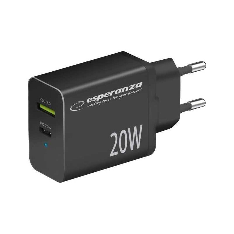 Esperanza EZC105K 20W USB-C + USB-A Black