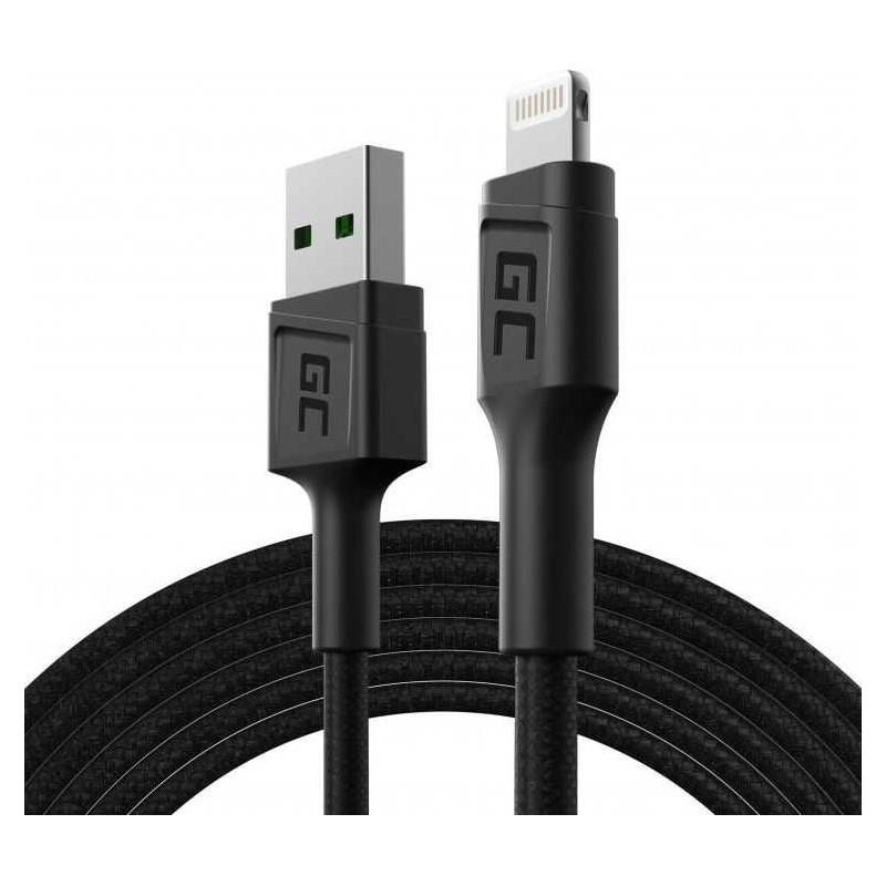 Green Cell Cable USB-A - Lightning 2m Black KABGC18