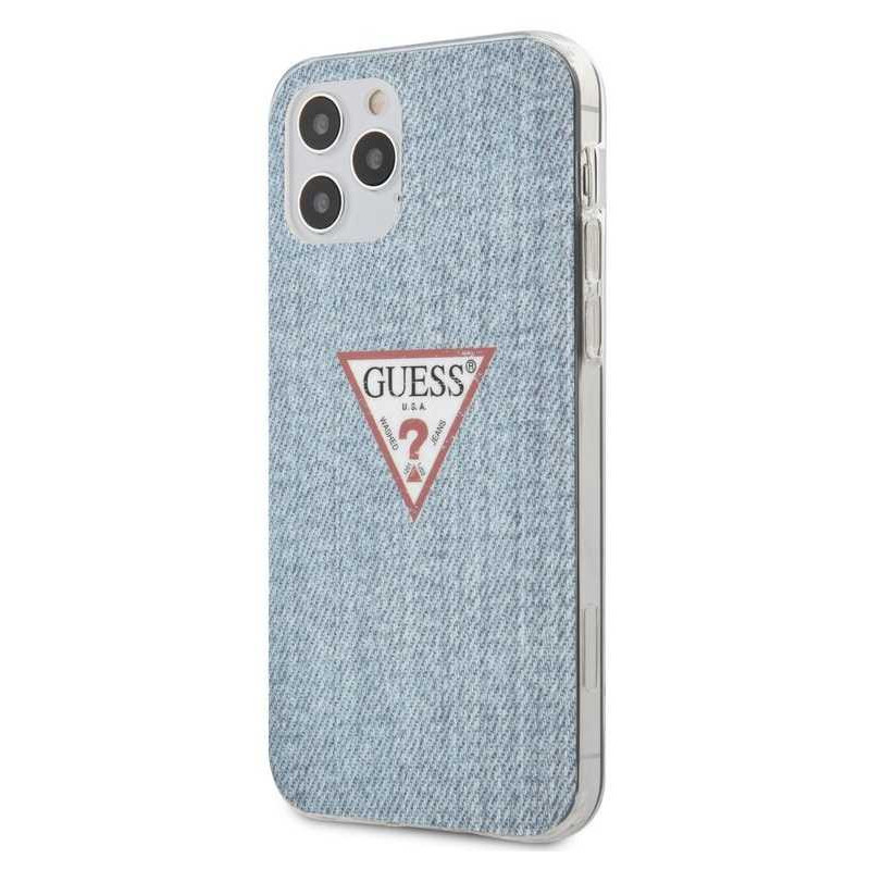 Guess „Džinsinis trikampio formos dėklas iPhone 12 / 12 Pro“ šviesus Blue