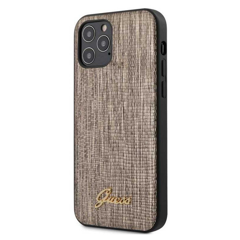 Guess „Driežo formos dėklas iPhone 12 / 12 Pro“ Gold