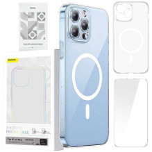 „Baseus“ krištolinis magnetinis dėklas ir grūdintas stiklas „iPhone 13 Pro“ skaidrus „Baseus“ krištolinis magnetinis dėklas ir grūdintas stiklas „iPhone 13 Pro“ skaidrus