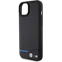 BMW „BMHCP15M22NBCK“ odinis anglies pluošto iPhone 15 Plus dėklas, juodas