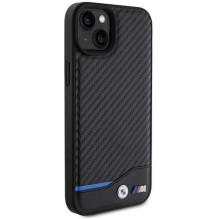 BMW "BMHCP15M22NBCK Leather Carbon iPhone 15 Plus" Black