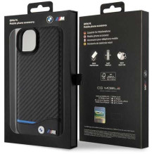 BMW "BMHCP15M22NBCK Leather Carbon iPhone 15 Plus" Black
