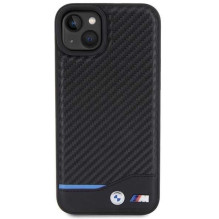 BMW "BMHCP15M22NBCK Leather Carbon iPhone 15 Plus" Black