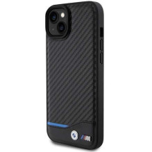 BMW "BMHCP15M22NBCK Leather Carbon iPhone 15 Plus" Black