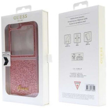 „Guess“ kietas dėklas su blizgučiais, „Samsung Galaxy Z Flip 5“ rožinis „Guess“ kietas dėklas su blizgučiais, „Samsung Galaxy Z Flip 5“ rožinis