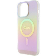 „Guess“ kietasis dėklas „IML Iridescent MagSafe iPhone 15 Pro Max“ rožinis „Guess“ kietasis dėklas „IML Iridescent MagSafe iPhone 15 Pro Max“ rožinis