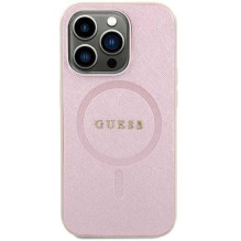 Guess "Saffiano MagSafe iPhone 15" Rožinė