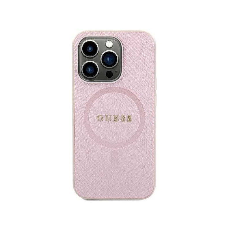 Guess "Saffiano MagSafe iPhone 15" Rožinė