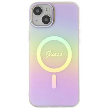 „Guess“ kietasis dėklas „IML Iridescent MagSafe iPhone 15“ rožinis