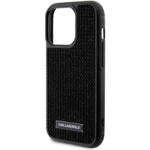 Karl Lagerfeld „Metalinis logotipas su kaklo krištolais Case iPhone 15 Pro “ Juoda