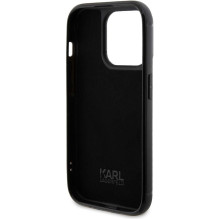 Karl Lagerfeld „Metalinis logotipas su kaklo krištolais Case iPhone 15 Pro “ Juoda