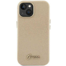 Guess "Glitter Glossy Script iPhone 15" Light Gold