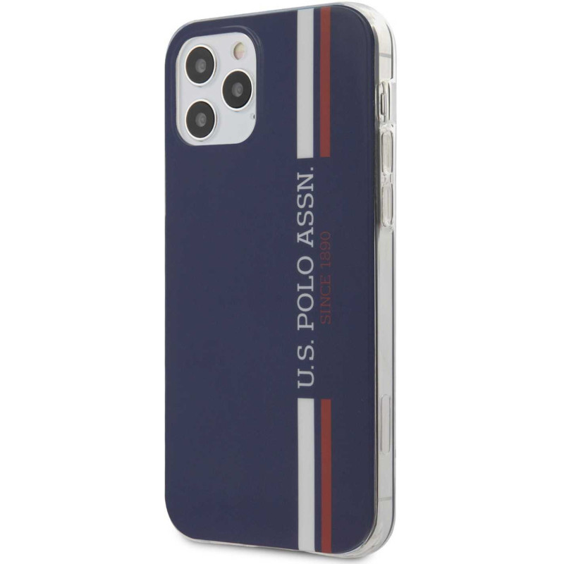 U.S Polo "Trispalvis vertikalių juostų dėklas iPhone 12 / 12 Pro " Blue