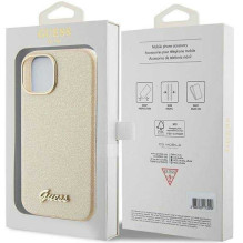 Guess „iPhone 15“ su blizgiu raštu Gold