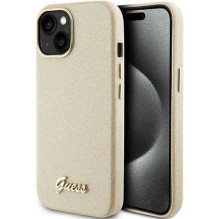 Guess "Glitter Glossy Script iPhone 15" Light Gold