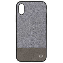 Tellur „Sintetinės odos blizgučiais aptrauktas II galinis dangtelis Case iPhone X / XS“ Silver