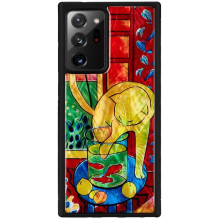 iKins „Išmaniojo telefono dėklas Samsung „Galaxy Note 20 Ultra““ Cat su raudona žuvele, juodas