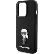 Karl Lagerfeld "Liquid Silicone Metal Ikonik iPhone 15 Pro" Black