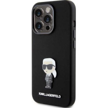 Karl Lagerfeld „Skysto silikono metalinis Ikonik iPhone 15 Pro “ Juodas