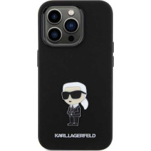 Karl Lagerfeld „Skysto silikono metalinis Ikonik iPhone 15 Pro “ Juodas